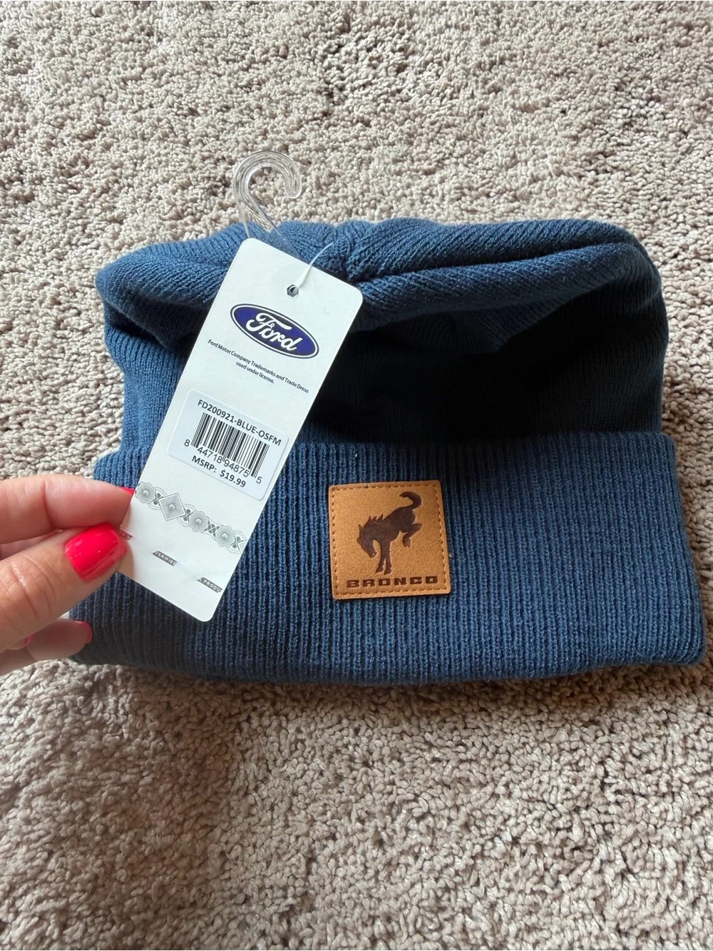 Ford Blue Bronco Patch Knit Beanie